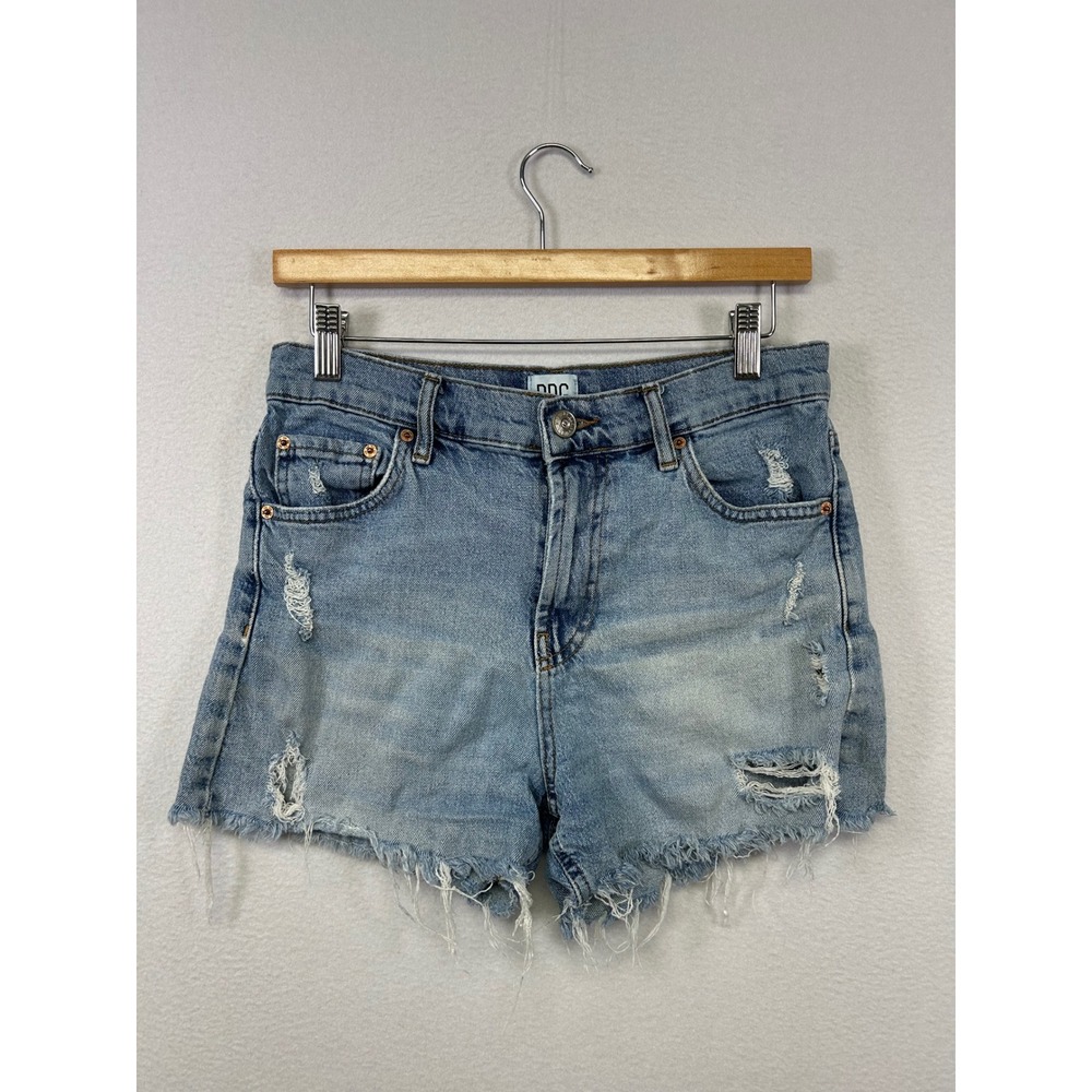 Grunge BDG Urban Outfitters Womens 28 Blue Distressed Frayed Denim Jean Shorts